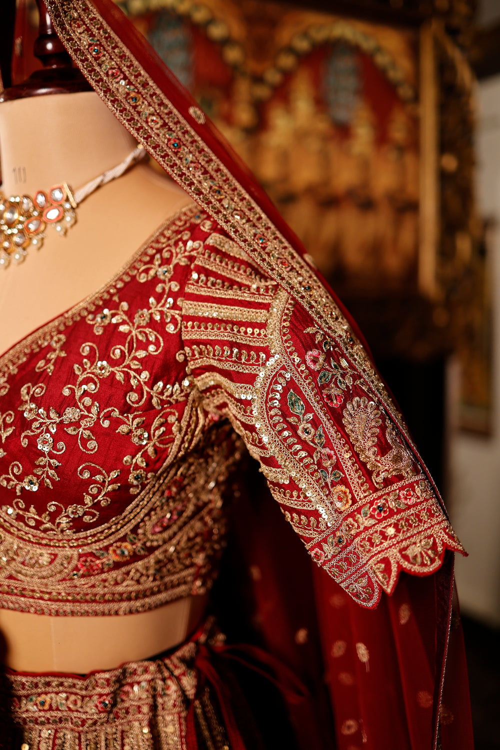 Designer Red Raw Silk Bridal Lehenga