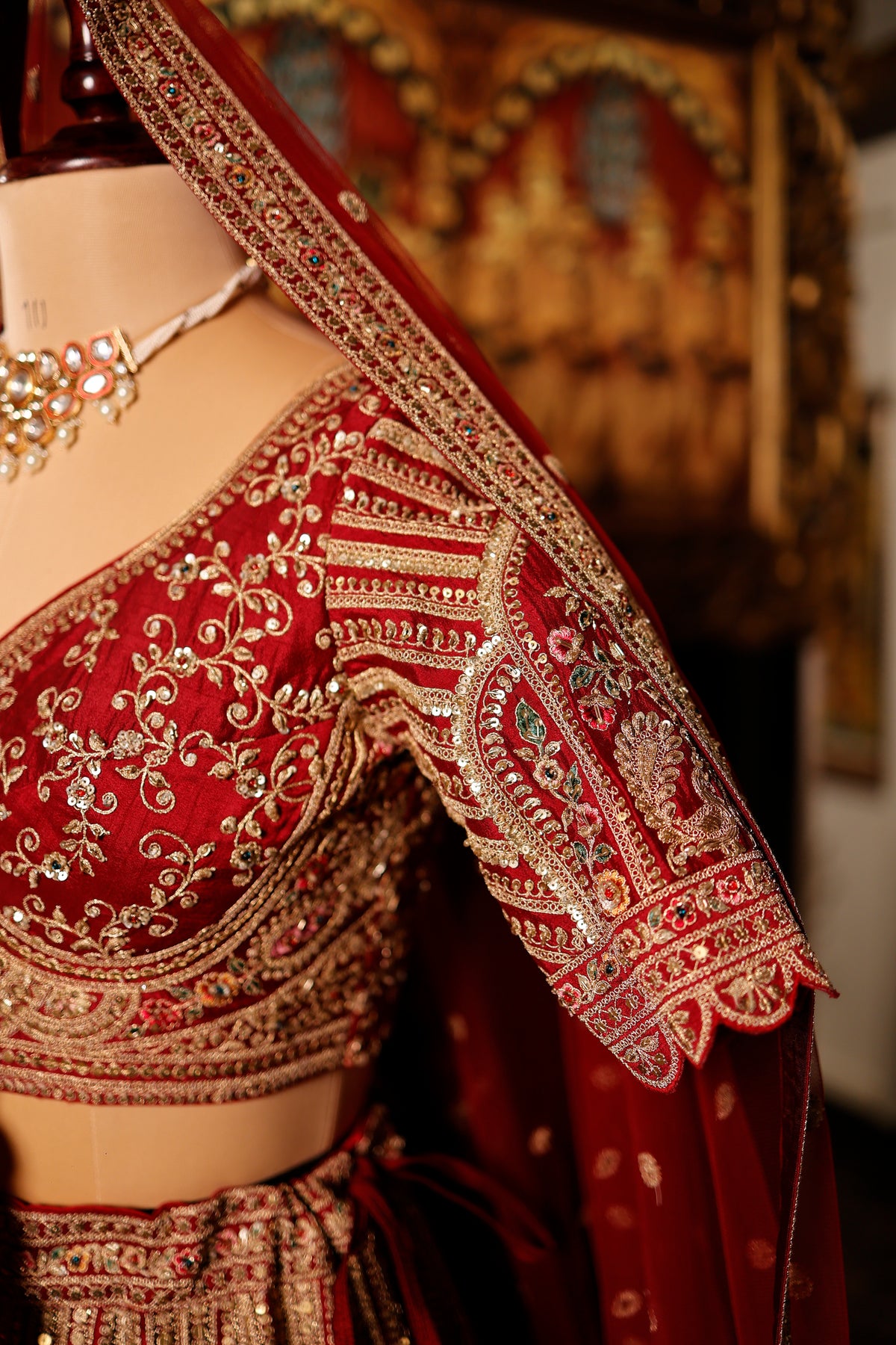 Designer Red Raw Silk Bridal Lehenga
