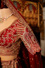 Designer Red Raw Silk Bridal Lehenga