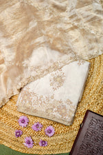 Designer Cream Glass Tissue Suit