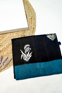 Handwoven Black Banarasi Moonga Silk Saree