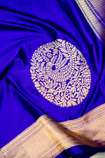 Handwoven Purple Motif Banarasi Mashru Silk Saree