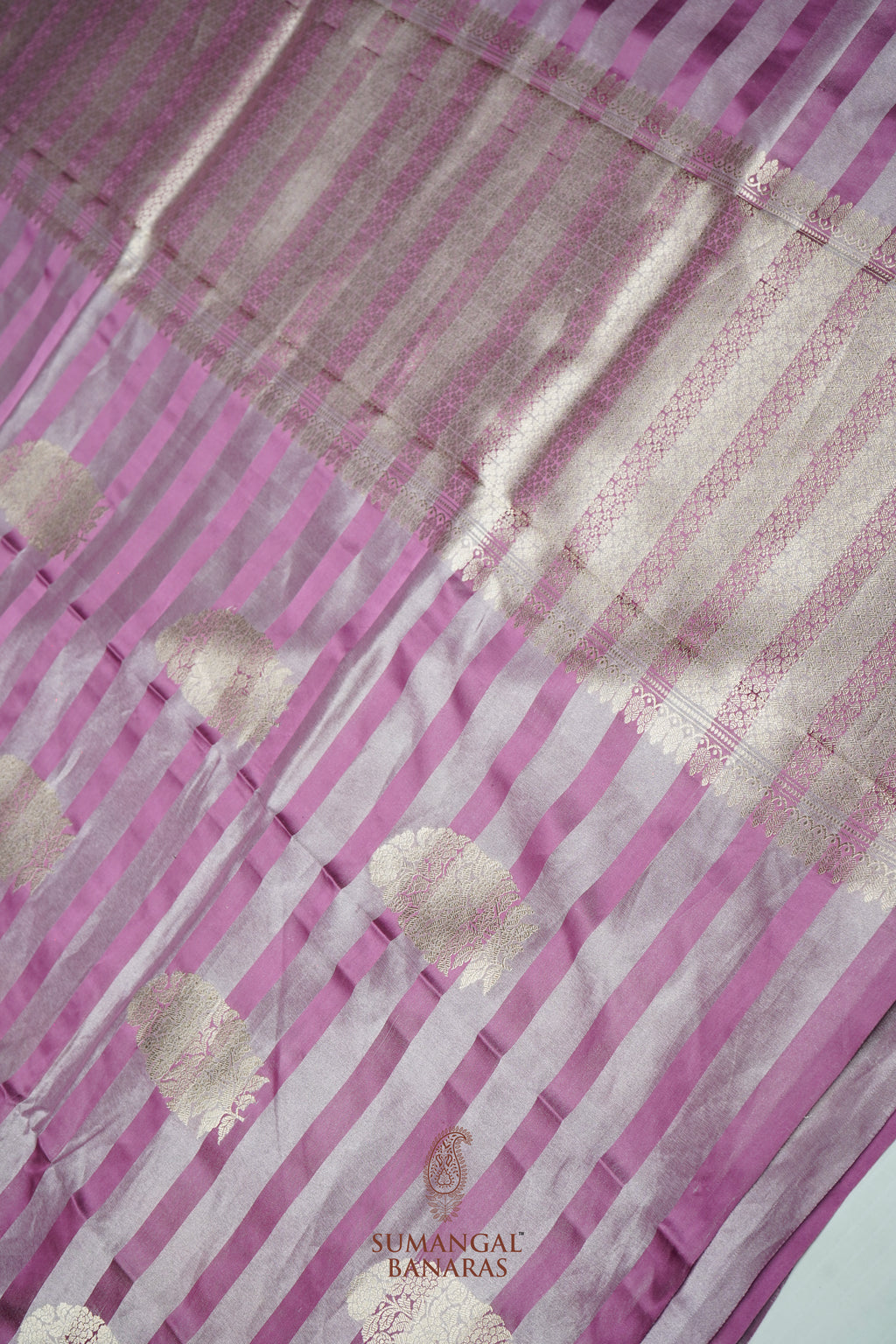Handwoven Onion Pink Banarasi Mashru Silk Saree