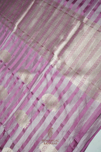 Handwoven Onion Pink Banarasi Mashru Silk Saree