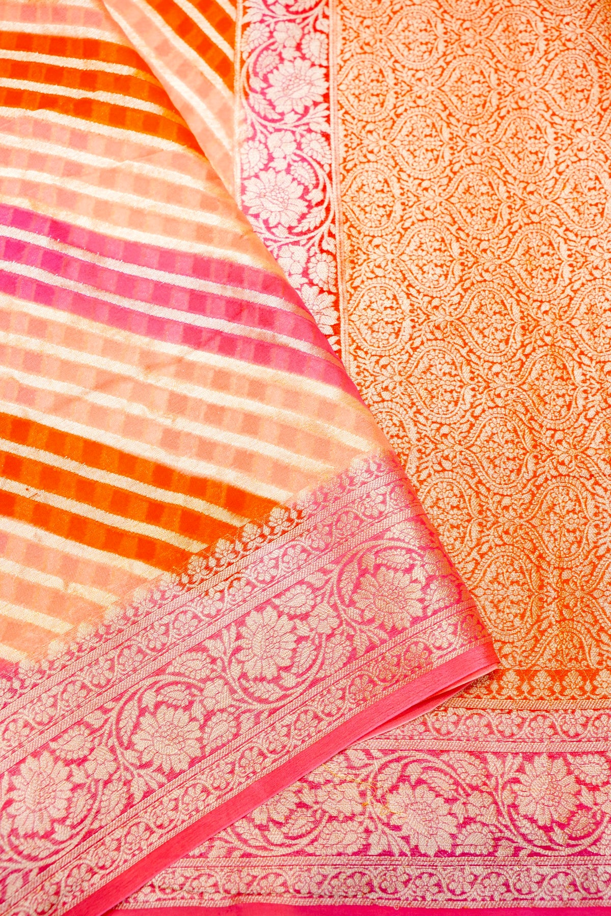 Handwoven Rangkat Banarasi Khaddi Georgette Saree