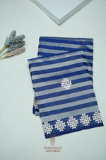 Handwoven Blue Banarasi Mashru Silk Saree