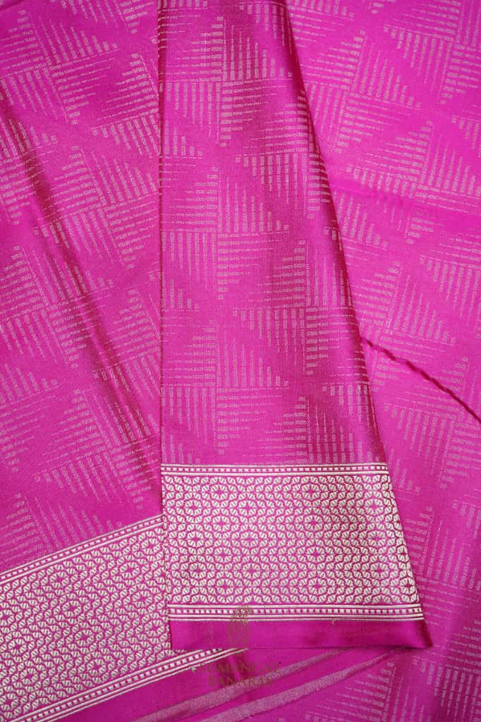 Handwoven Rani Pink Banarasi Mashru Silk Saree