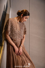 Designer Brown Crepe Silk Party Wear Crop Top
