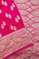 Handwoven Rani Pink Banarasi Khaddi Georgette Saree