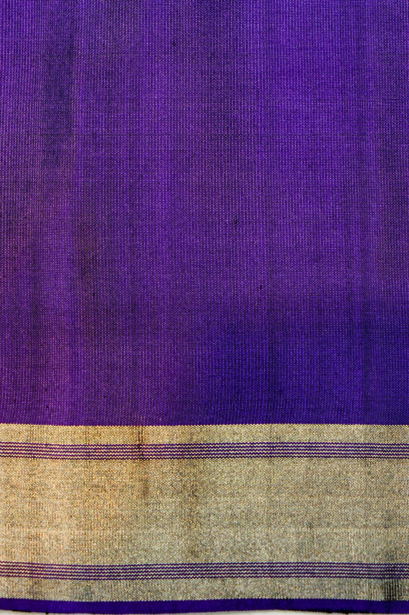 Handwoven Purple Banarasi Soft Silk Saree
