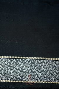 Handwoven Black Shikargah Banarasi Tissue Katan Silk Saree