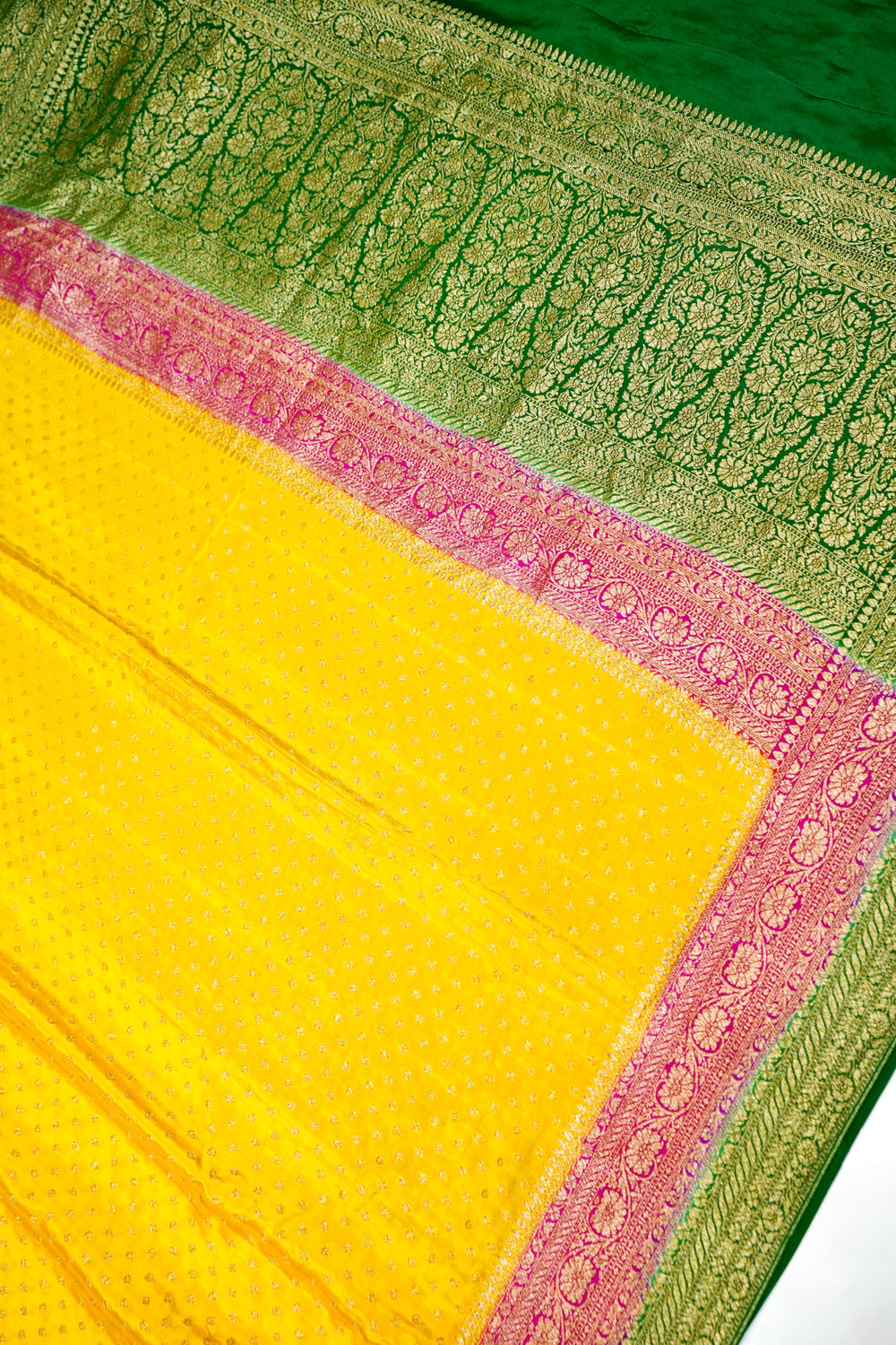 Handwoven Yellow Banarasi Georgette Silk Saree