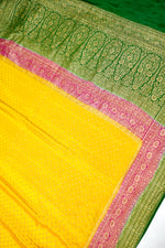 Handwoven Yellow Banarasi Georgette Silk Saree