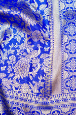 Handwoven Royal Blue Banarasi Katan Silk Saree