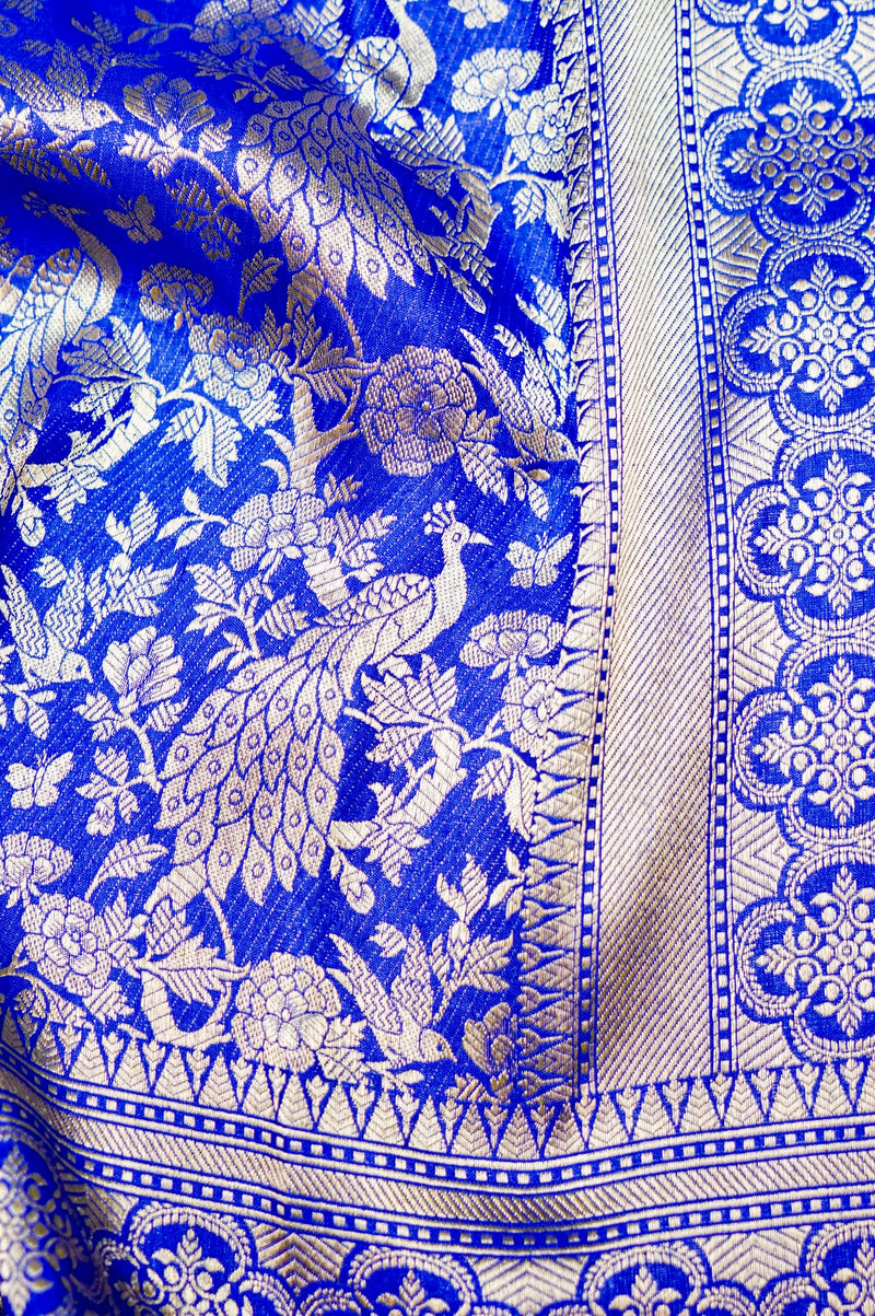 Handwoven Royal Blue Banarasi Katan Silk Saree