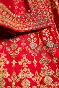 Designer Rani Pink Raw Silk Bridal Lehenga