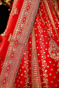 Designer Red Raw Silk Bridal Lehenga