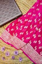 Handwoven Rani Pink Banarasi Khaddi Georgette Saree