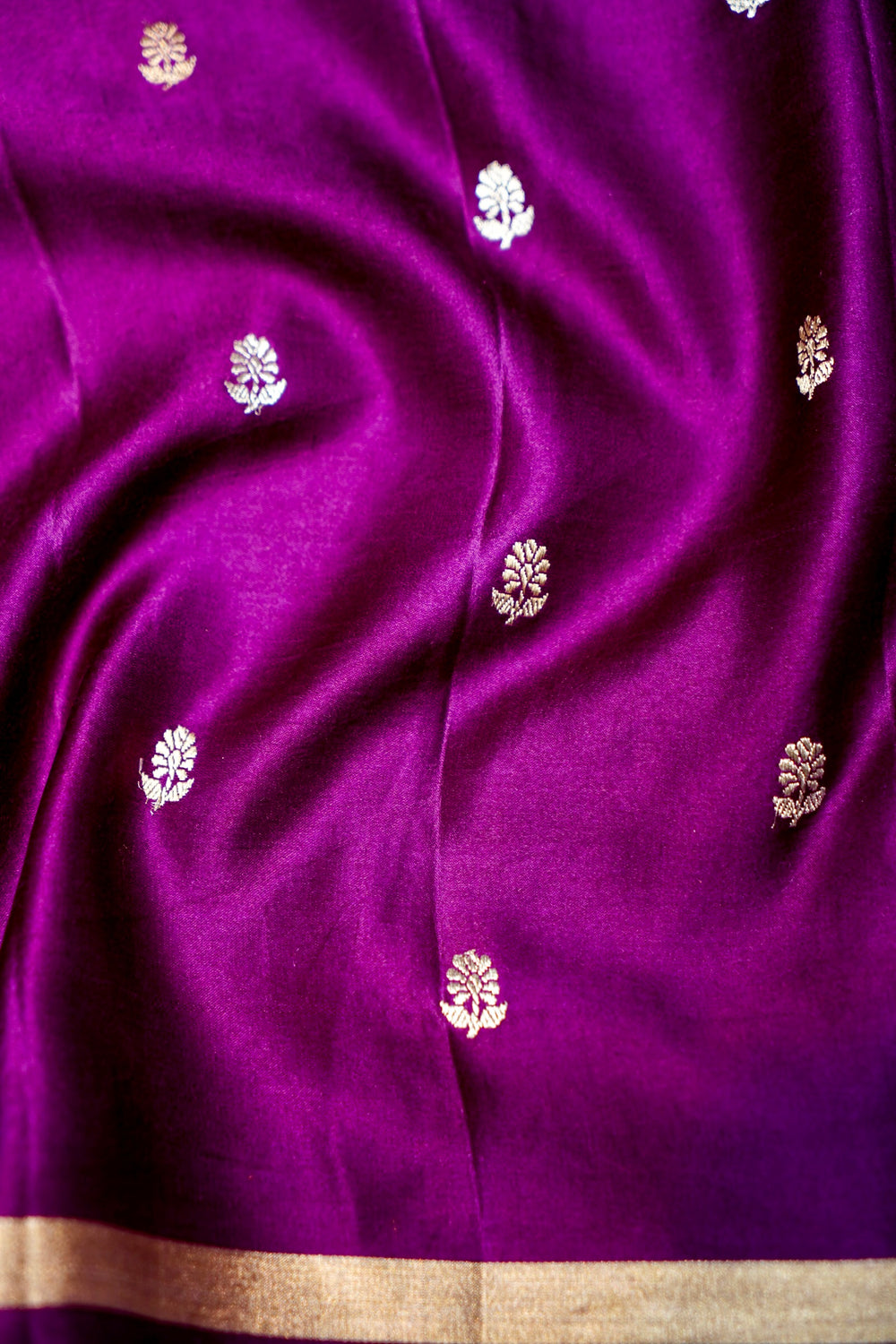 Handwoven Purple Banarasi Mashru Silk Saree