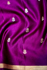 Handwoven Purple Banarasi Mashru Silk Saree