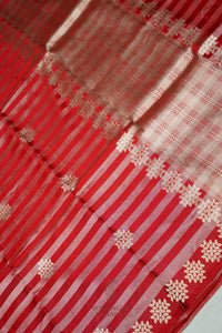 Handwoven Red Banarasi Mashru Silk Saree