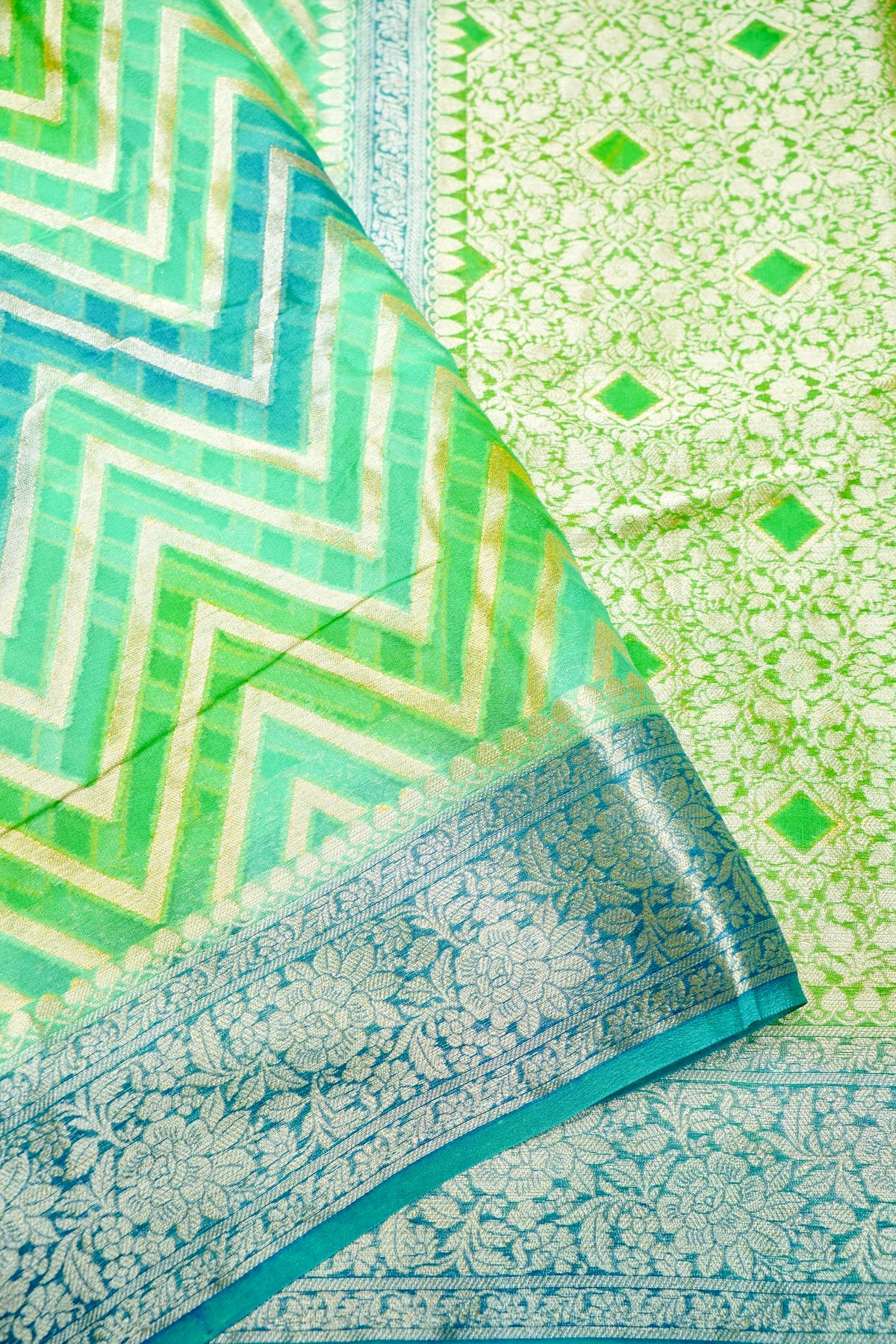 Handwoven Rangkat Banarasi Khaddi Georgette Saree