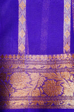 Handwoven Purple Banarasi Kora Silk Saree