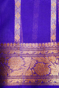 Handwoven Purple Banarasi Kora Silk Saree