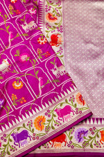 Handwoven Magenta Meenakari Banarasi Katan Silk Saree