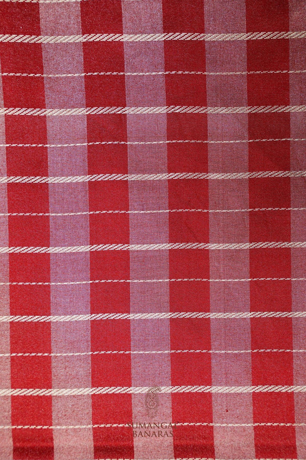 Handwoven Red Banarasi Mashru Silk Saree