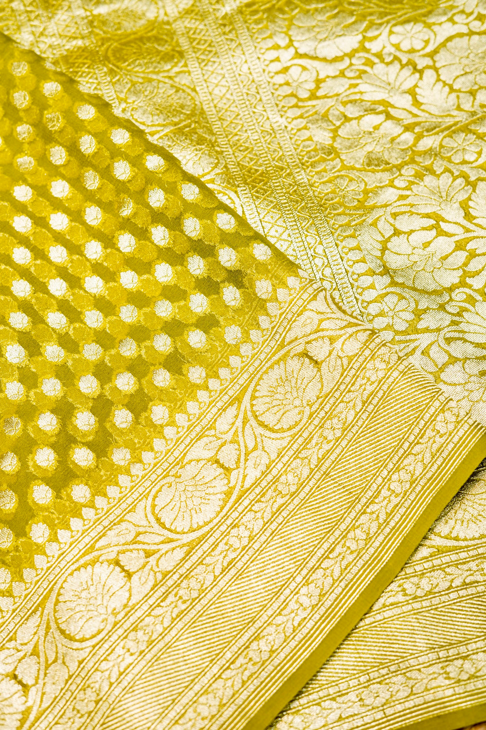 Handwoven Olive Green Banarasi Khaddi Georgette Saree
