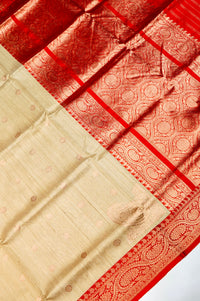 Handwoven Beige Banarasi Tussar Silk Saree
