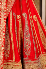 Designer Red Raw Silk Bridal Lehenga