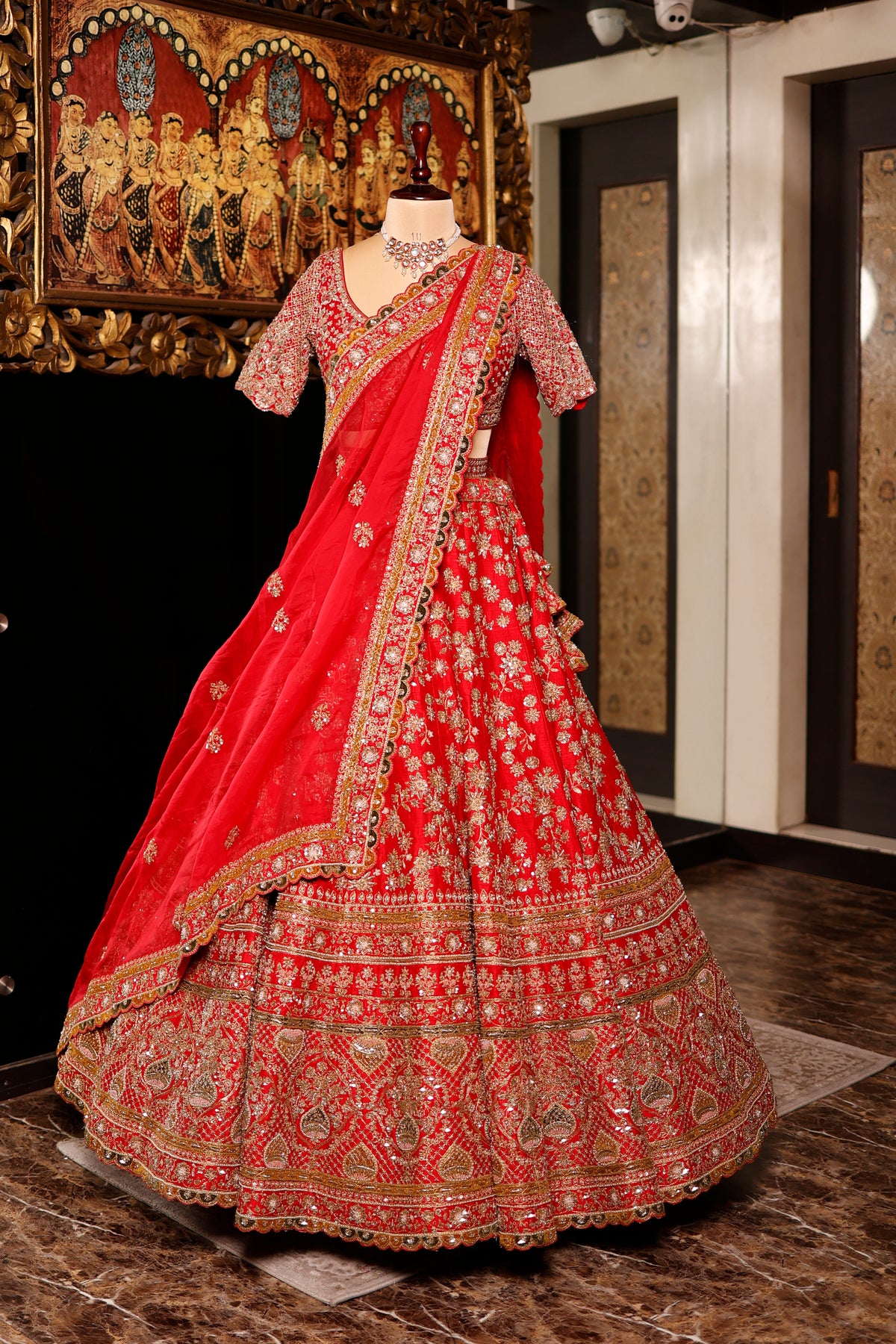Designer Red Raw Silk Bridal Lehenga – Sumangal Banaras Designer Red Raw Silk Bridal Lehenga – Sumangal Banaras