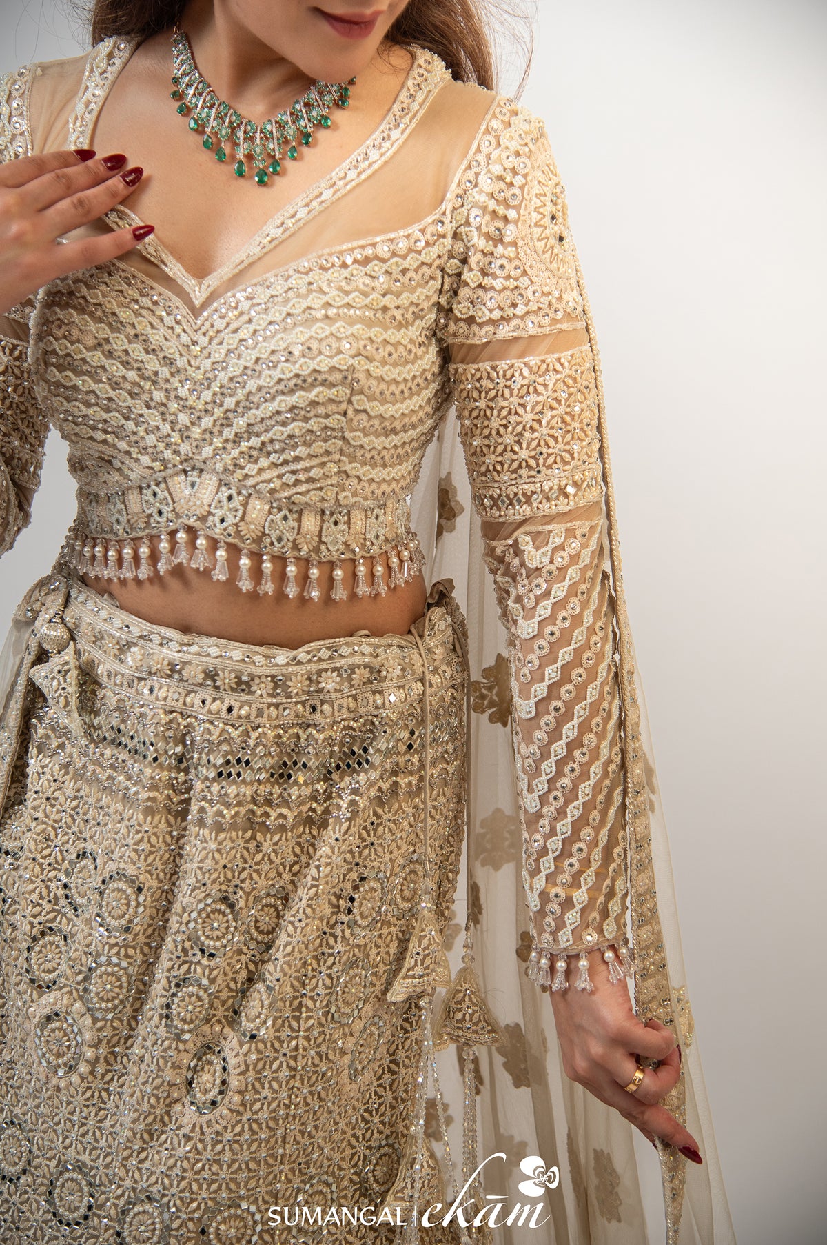Designer Golden Net Party Wear Lehenga