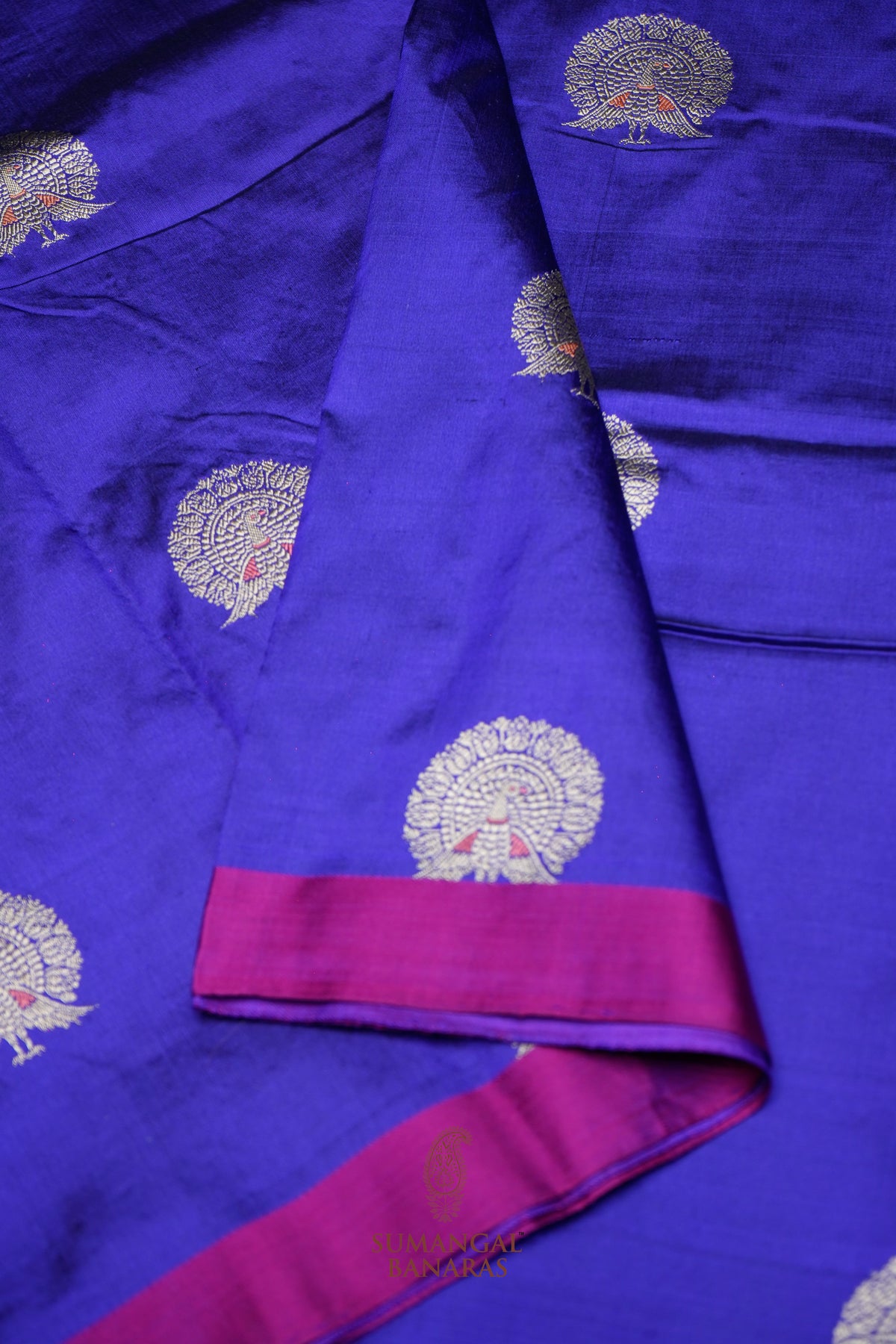 Handwoven Purple Motif Banarasi Katan Silk Saree