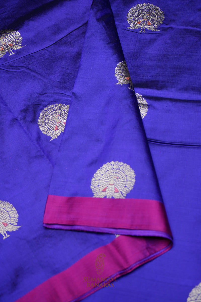 Handwoven Purple Motif Banarasi Katan Silk Saree