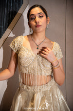 Designer Golden Tissue Silk Crop Top