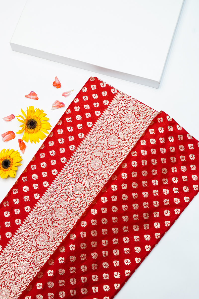 Handwoven Red Banarasi Katan Silk Saree