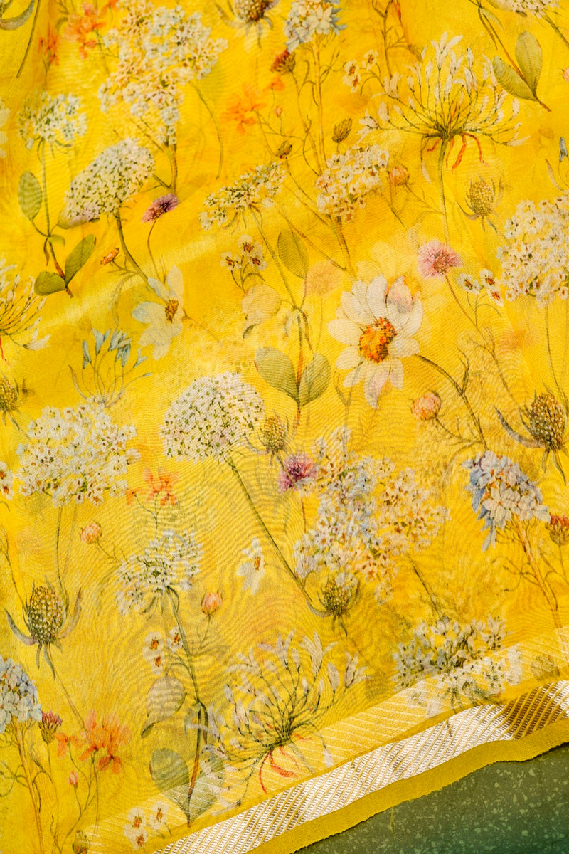 Designer Mustard Yellow Moonga Silk Suit