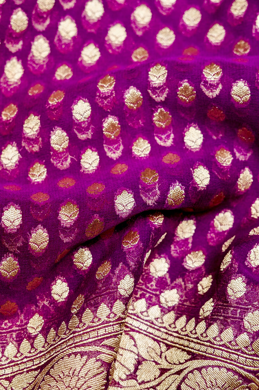 Handwoven Purple Banarasi Khaddi Georgette Saree
