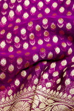 Handwoven Purple Banarasi Khaddi Georgette Saree