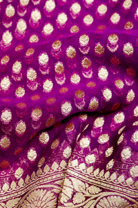 Handwoven Purple Banarasi Khaddi Georgette Saree