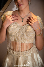 Designer Golden Tissue Silk Crop Top