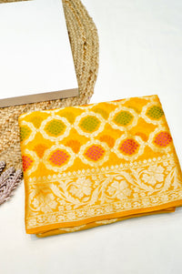 Handwoven Yellow Banarasi Khaddi Georgette Saree