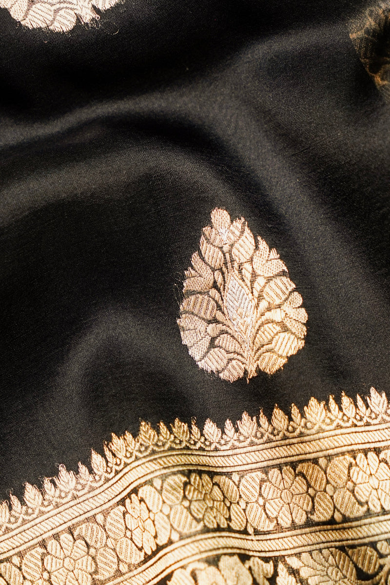 Handwoven Black Banarasi Organza Saree