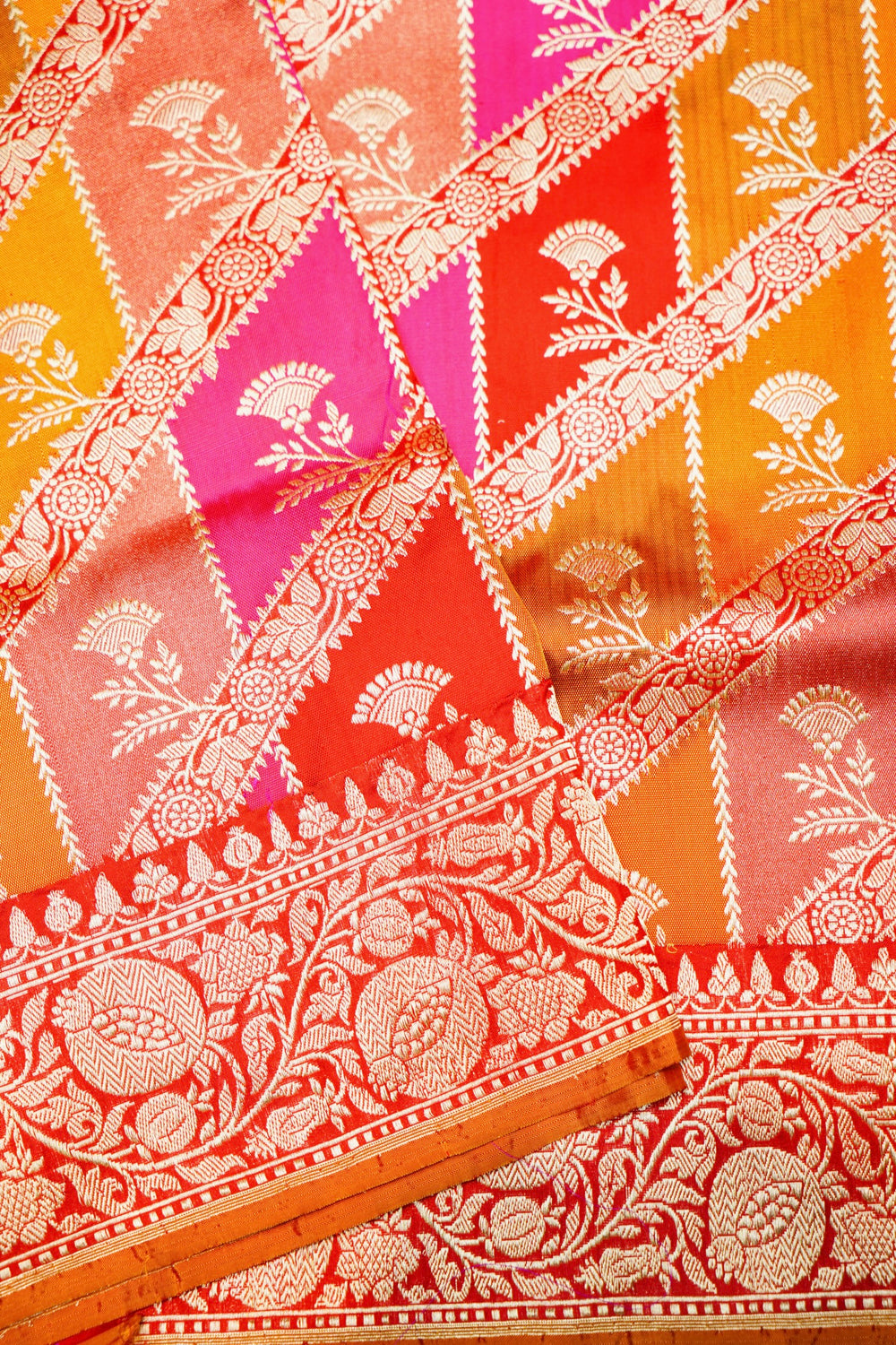 Handwoven Rangkat Kadhwa Banarasi Katan Silk Saree