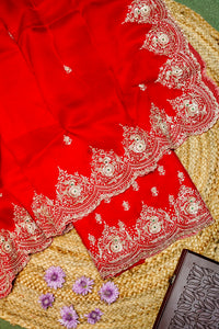 Designer Blood Red Kora Silk Suit