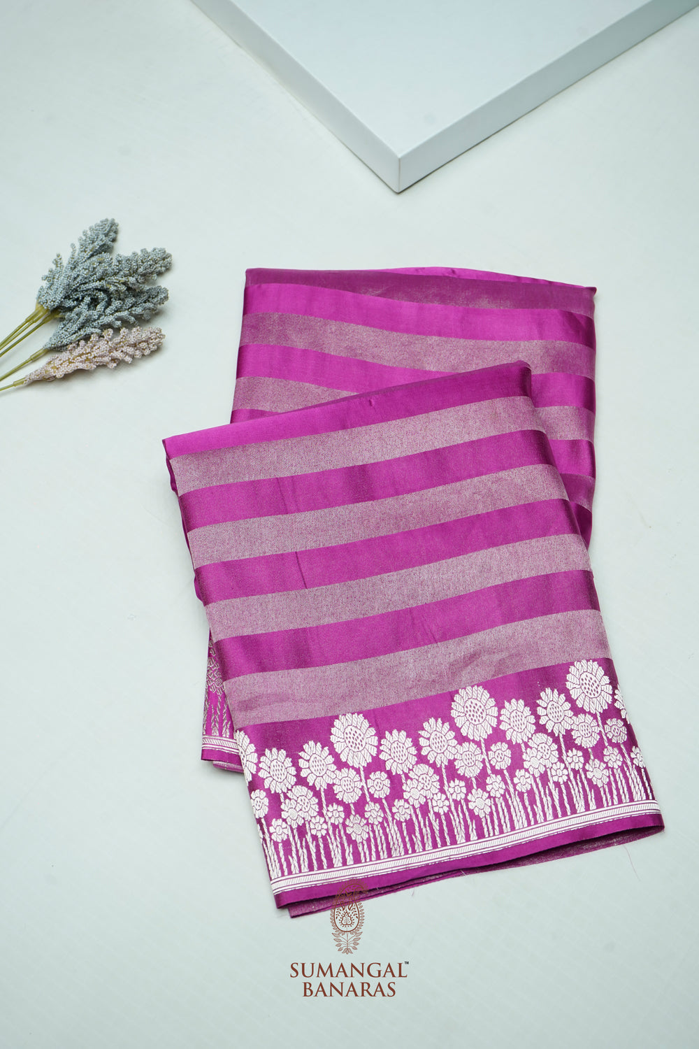 Handwoven Pink Banarasi Mashru Silk Saree
