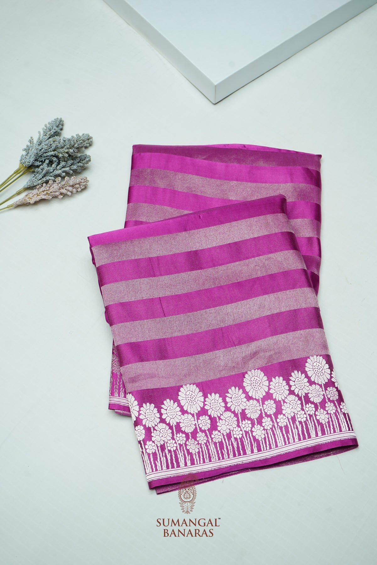Handwoven Pink Banarasi Mashru Silk Saree